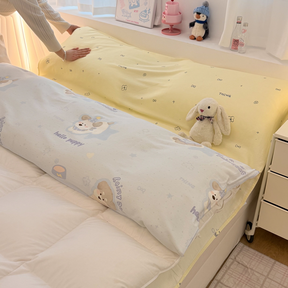 91家纺网 家纺一手货源 找家纺 简宜家居（朝初家纺） 2026新款40支纯棉全棉12868旅行睡袋 酒店隔脏便携 派对小狗-黄