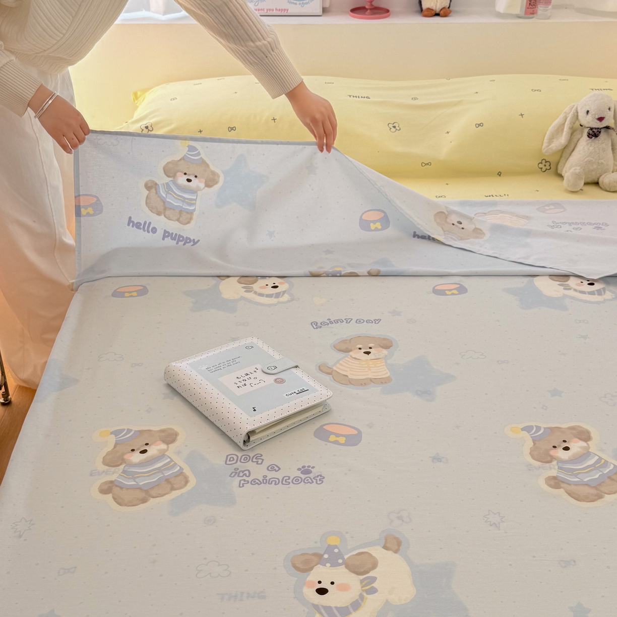 91家纺网 家纺一手货源 找家纺 简宜家居（朝初家纺） 2026新款40支纯棉全棉12868旅行睡袋 酒店隔脏便携 派对小狗-黄