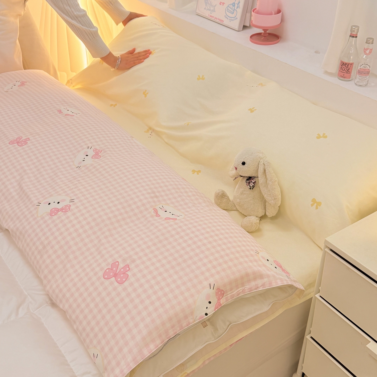 91家纺网 家纺一手货源 找家纺 简宜家居（朝初家纺） 2026新款40支纯棉全棉12868旅行睡袋 酒店隔脏便携 粉格日记