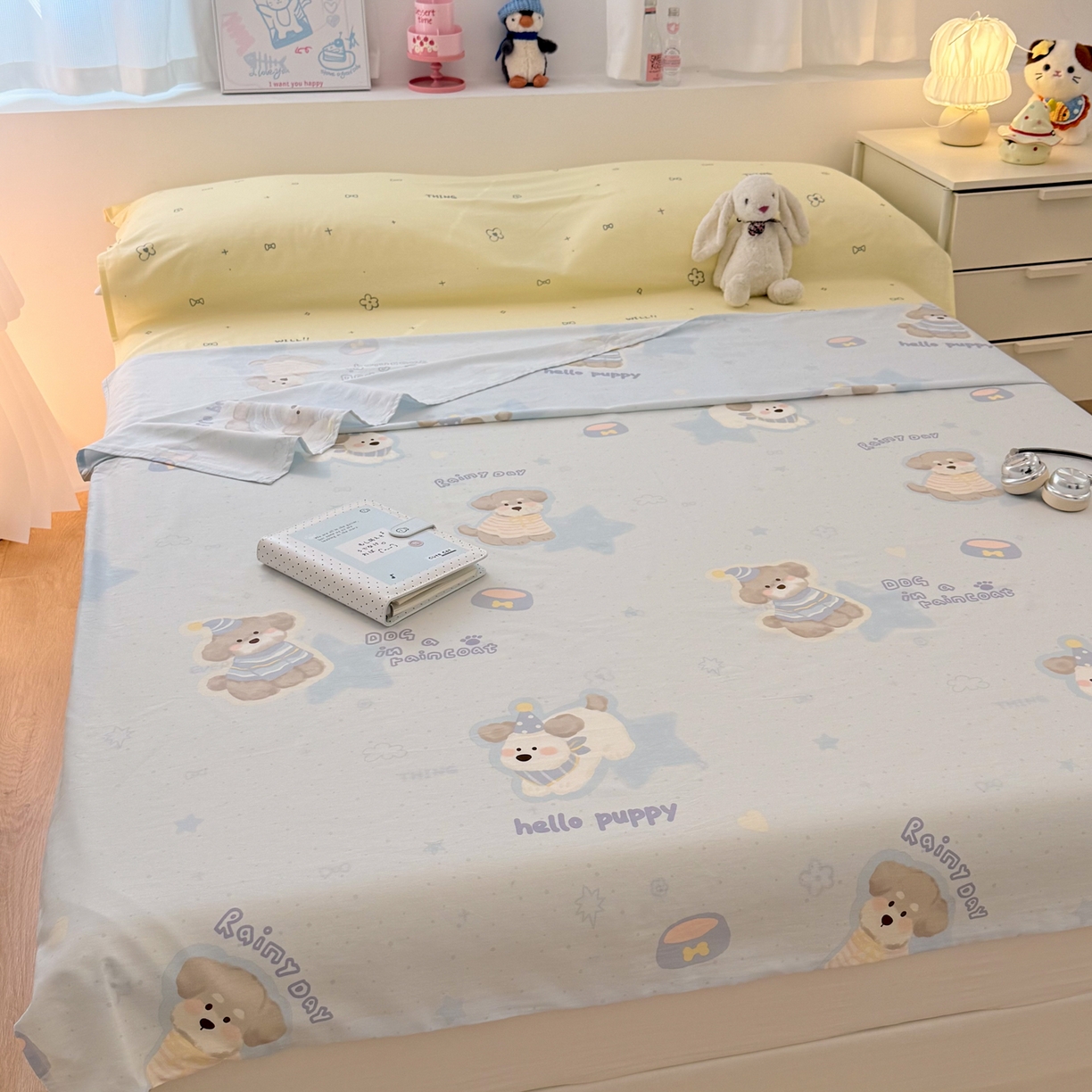 91家纺网 家纺一手货源 找家纺 简宜家居（朝初家纺） 2026新款40支纯棉全棉12868旅行睡袋 酒店隔脏便携 派对小狗-黄