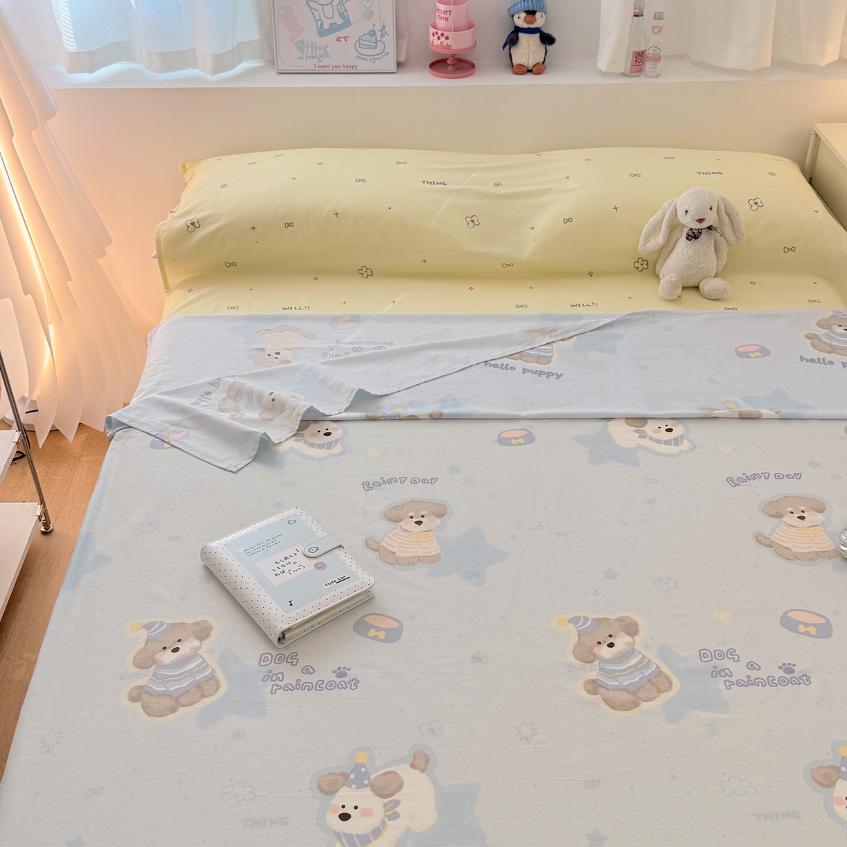 91家纺网 家纺一手货源 找家纺 简宜家居（朝初家纺） 2026新款40支纯棉全棉12868旅行睡袋 酒店隔脏便携 派对小狗-黄