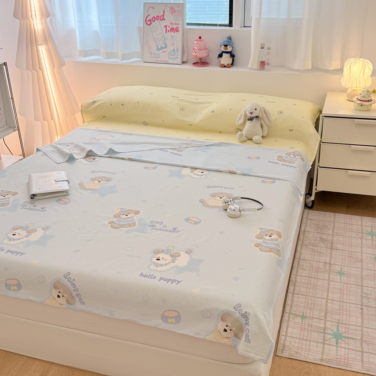 91家纺网 家纺一手货源 找家纺 简宜家居（朝初家纺） 2026新款40支纯棉全棉12868旅行睡袋 酒店隔脏便携 派对小狗-黄