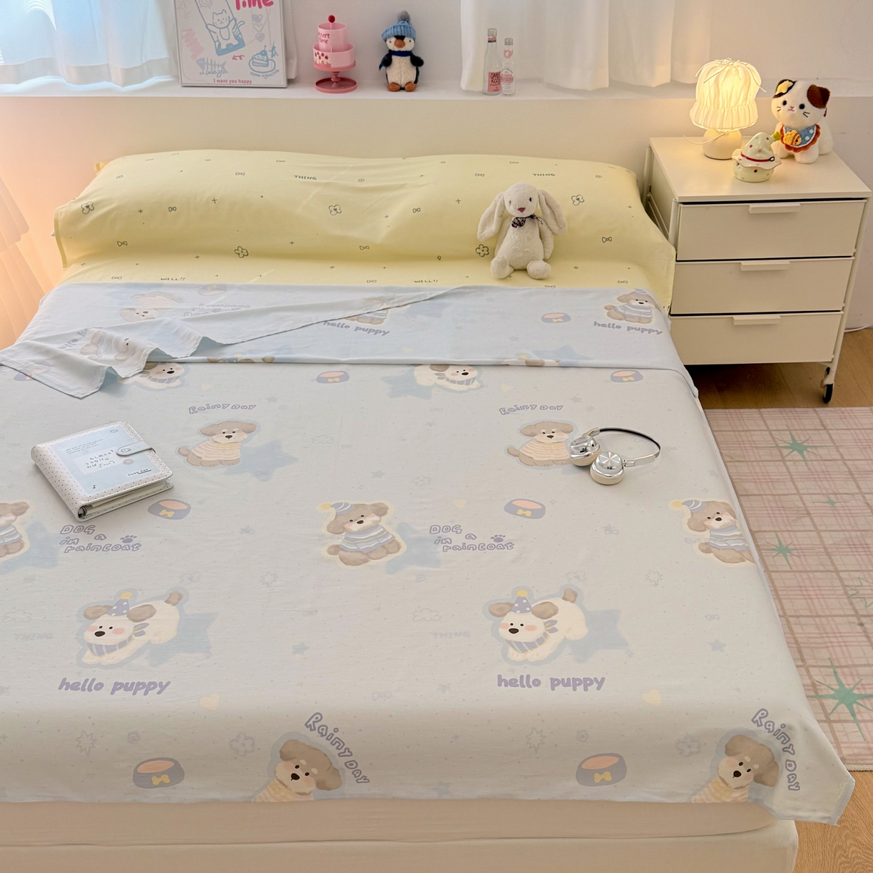 91家纺网 家纺一手货源 找家纺 简宜家居（朝初家纺） 2026新款40支纯棉全棉12868旅行睡袋 酒店隔脏便携 派对小狗-黄