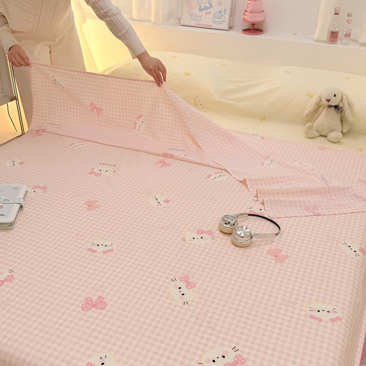 91家纺网 家纺一手货源 找家纺 简宜家居（朝初家纺） 2026新款40支纯棉全棉12868旅行睡袋 酒店隔脏便携 粉格日记