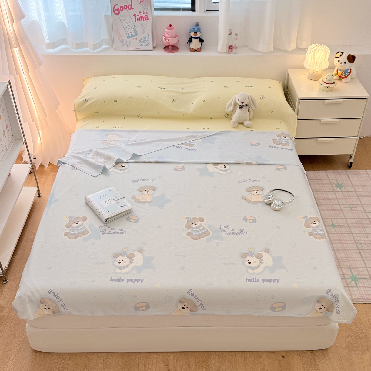 91家纺网 家纺一手货源 找家纺 简宜家居（朝初家纺） 2026新款40支纯棉全棉12868旅行睡袋 酒店隔脏便携 派对小狗-黄