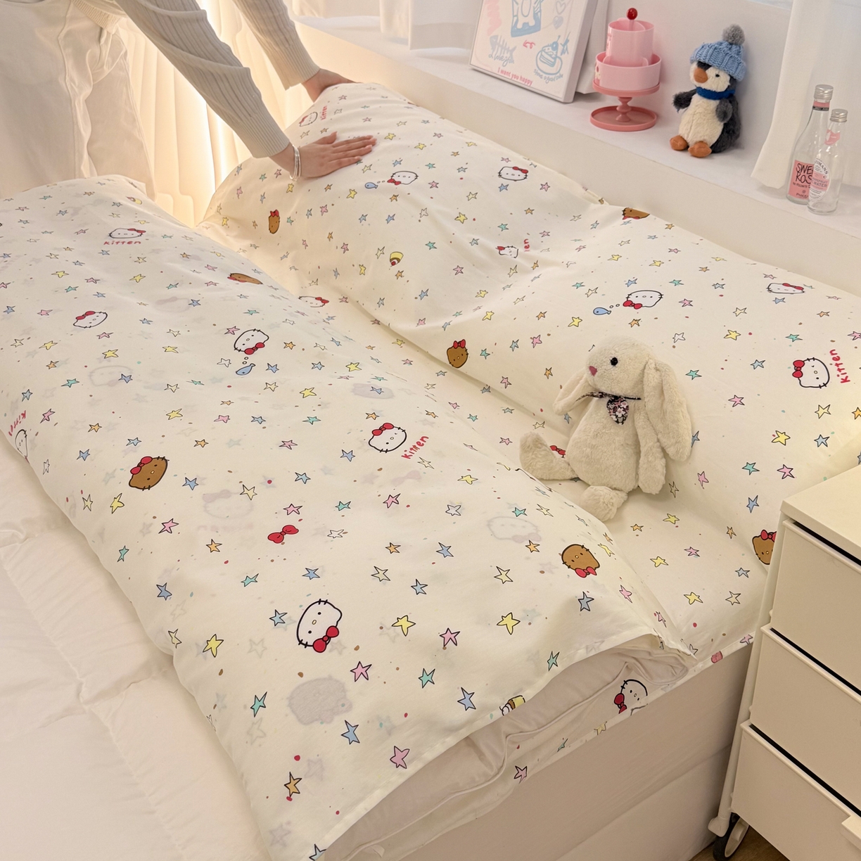 91家纺网 家纺一手货源 找家纺 简宜家居（朝初家纺） 2026新款40支纯棉全棉12868旅行睡袋 酒店隔脏便携 星星熊语