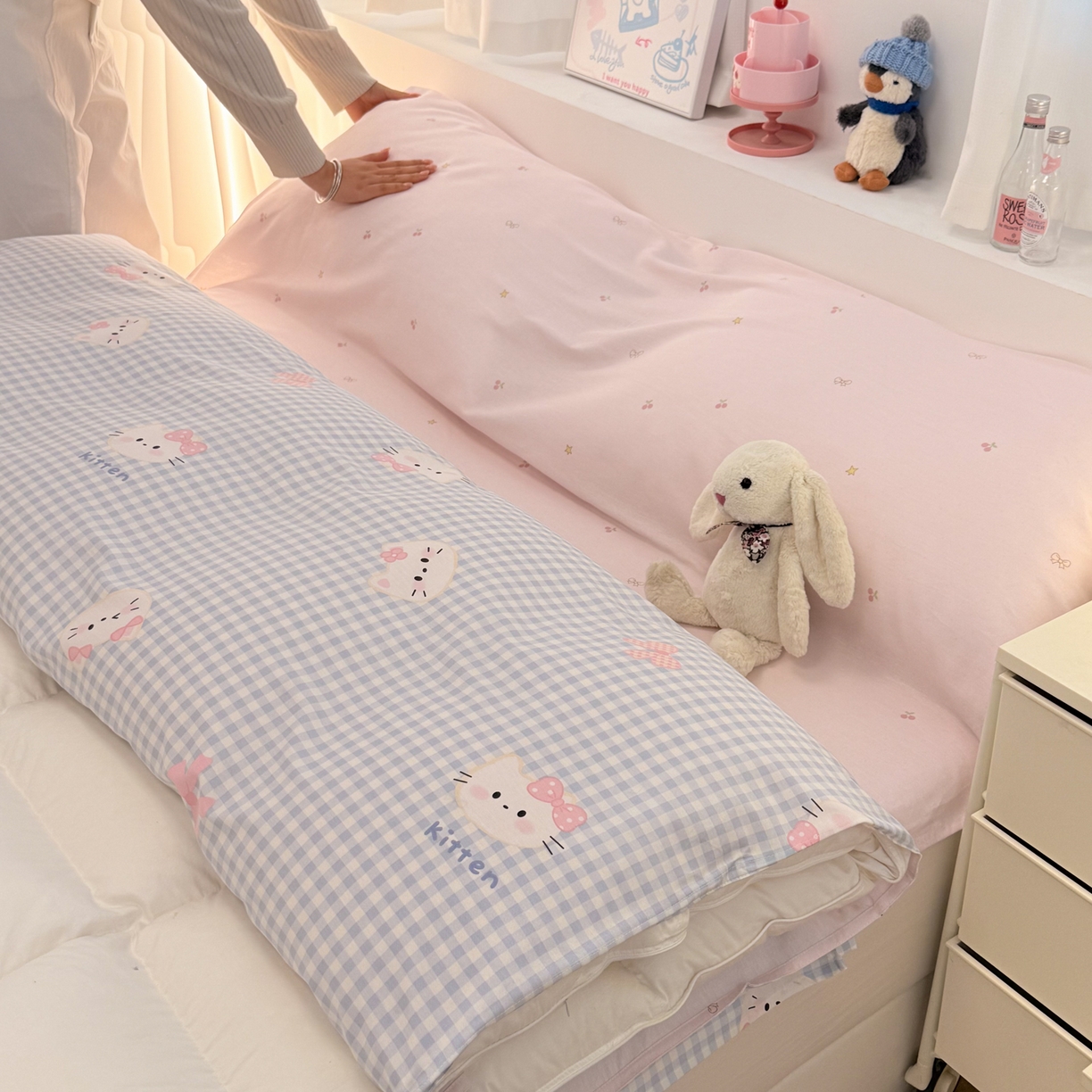 91家纺网 家纺一手货源 找家纺 简宜家居（朝初家纺） 2026新款40支纯棉全棉12868旅行睡袋 酒店隔脏便携 蓝格日记