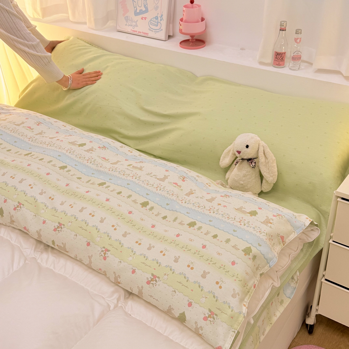 91家纺网 家纺一手货源 找家纺 简宜家居（朝初家纺） 2026新款40支纯棉全棉12868旅行睡袋 酒店隔脏便携 青柠蓝花