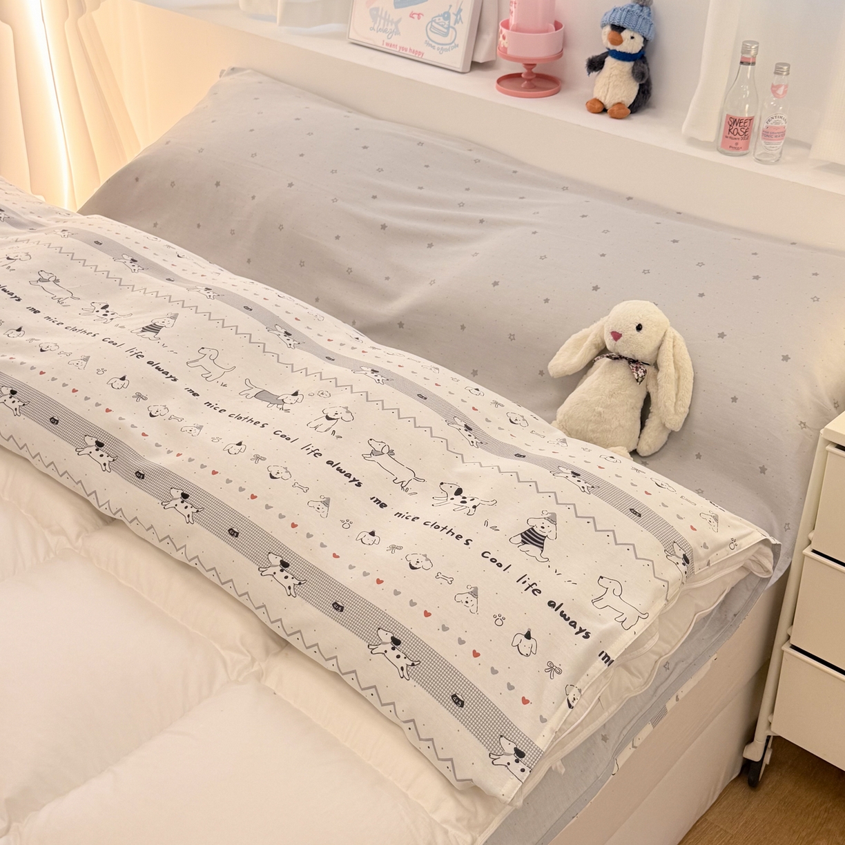 91家纺网 家纺一手货源 找家纺 简宜家居（朝初家纺） 2026新款40支纯棉全棉12868旅行睡袋 酒店隔脏便携 手绘汪星人