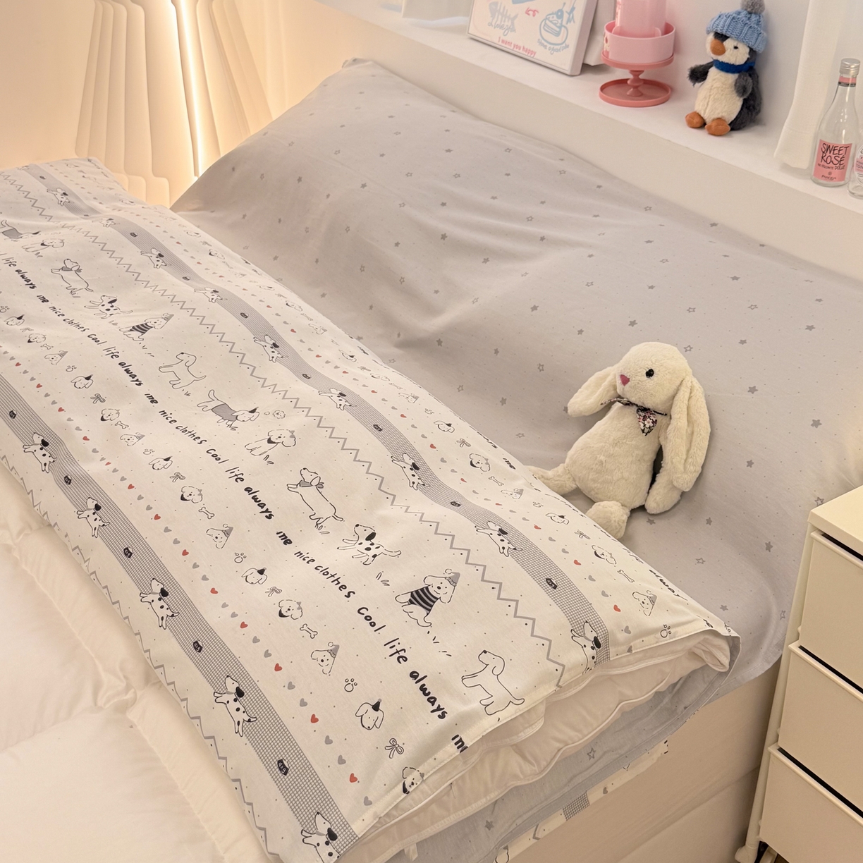 91家纺网 家纺一手货源 找家纺 简宜家居（朝初家纺） 2026新款40支纯棉全棉12868旅行睡袋 酒店隔脏便携 手绘汪星人