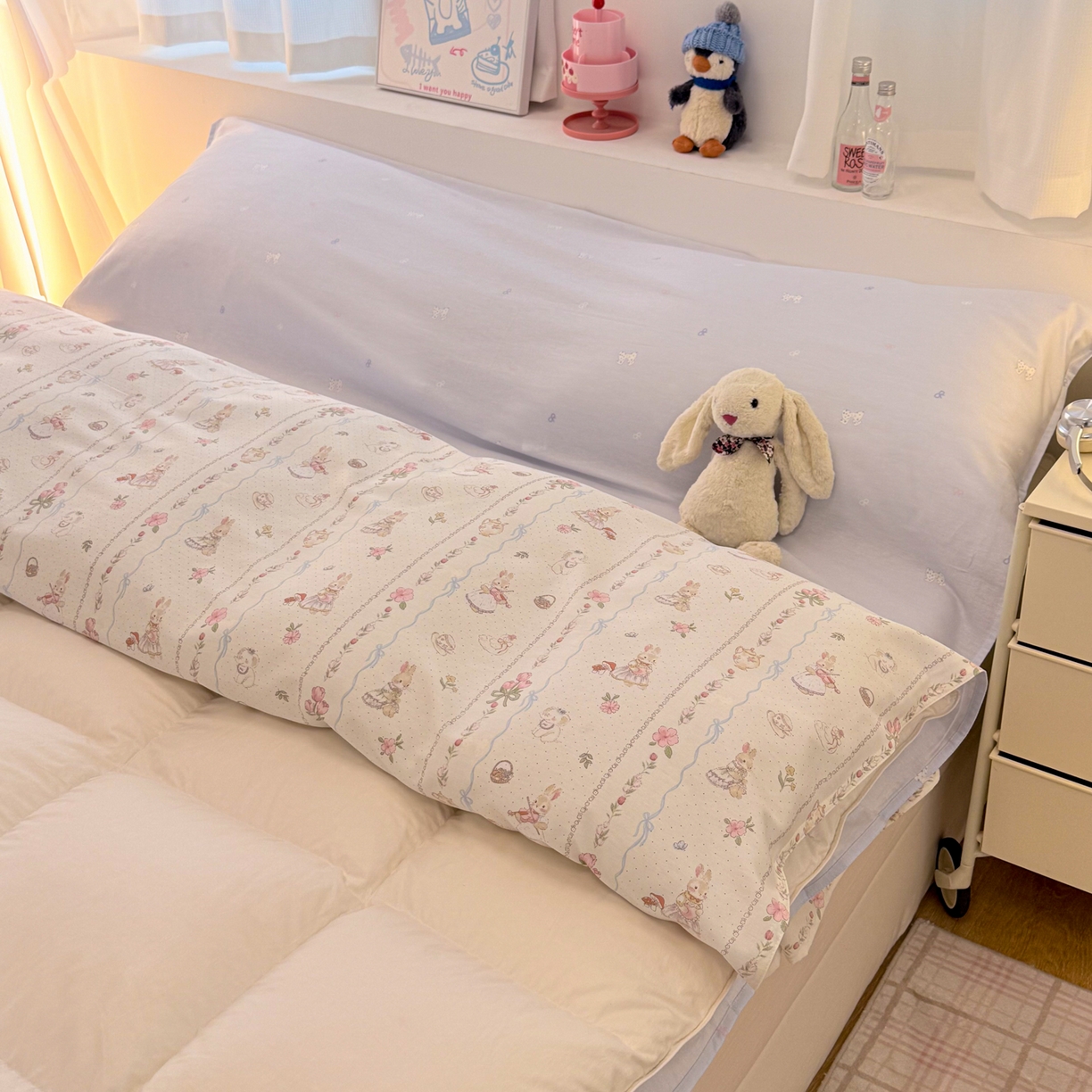 91家纺网 家纺一手货源 找家纺 简宜家居（朝初家纺） 2026新款40支纯棉全棉12868旅行睡袋 酒店隔脏便携 兔与花