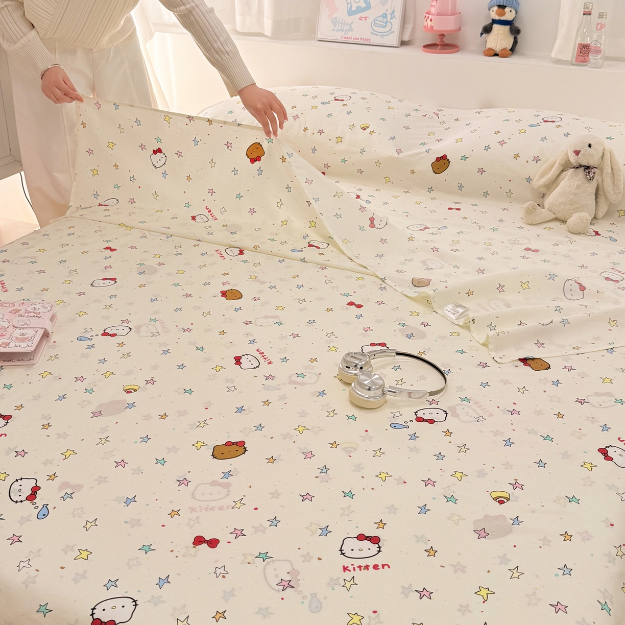 91家纺网 家纺一手货源 找家纺 简宜家居（朝初家纺） 2026新款40支纯棉全棉12868旅行睡袋 酒店隔脏便携 星星熊语