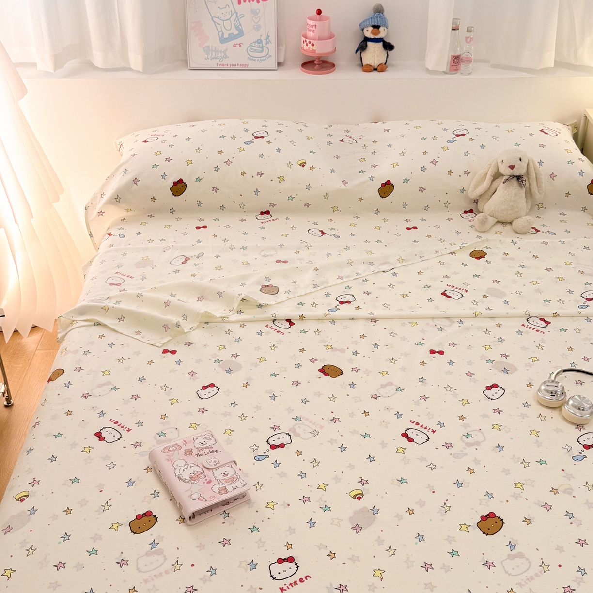 91家纺网 家纺一手货源 找家纺 简宜家居（朝初家纺） 2026新款40支纯棉全棉12868旅行睡袋 酒店隔脏便携 星星熊语