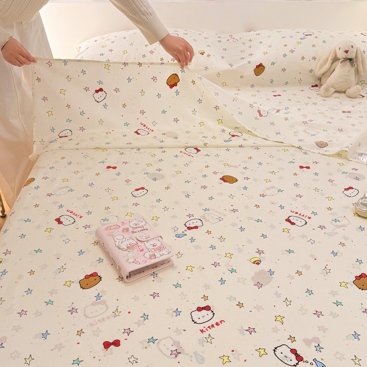 91家纺网 家纺一手货源 找家纺 简宜家居（朝初家纺） 2026新款40支纯棉全棉12868旅行睡袋 酒店隔脏便携 星星熊语