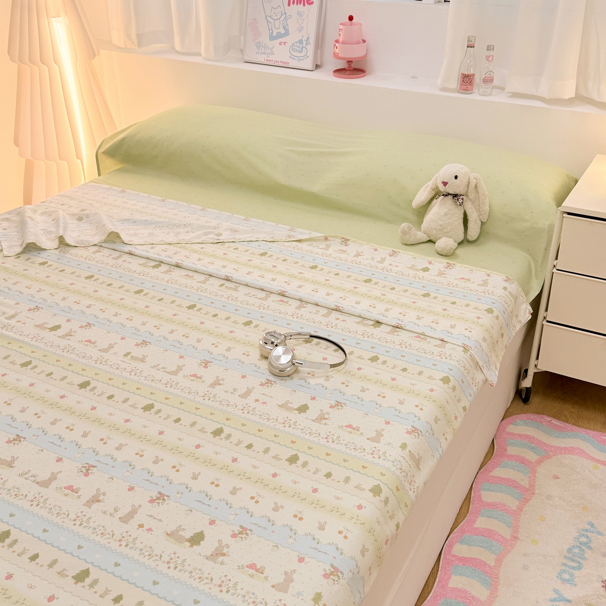 91家纺网 家纺一手货源 找家纺 简宜家居（朝初家纺） 2026新款40支纯棉全棉12868旅行睡袋 酒店隔脏便携 青柠蓝花