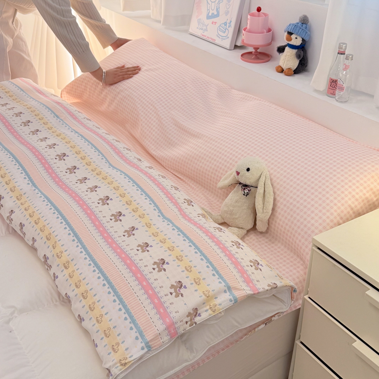 91家纺网 家纺一手货源 找家纺 简宜家居（朝初家纺） 2026新款40支纯棉全棉12868旅行睡袋 酒店隔脏便携 彩条马仔