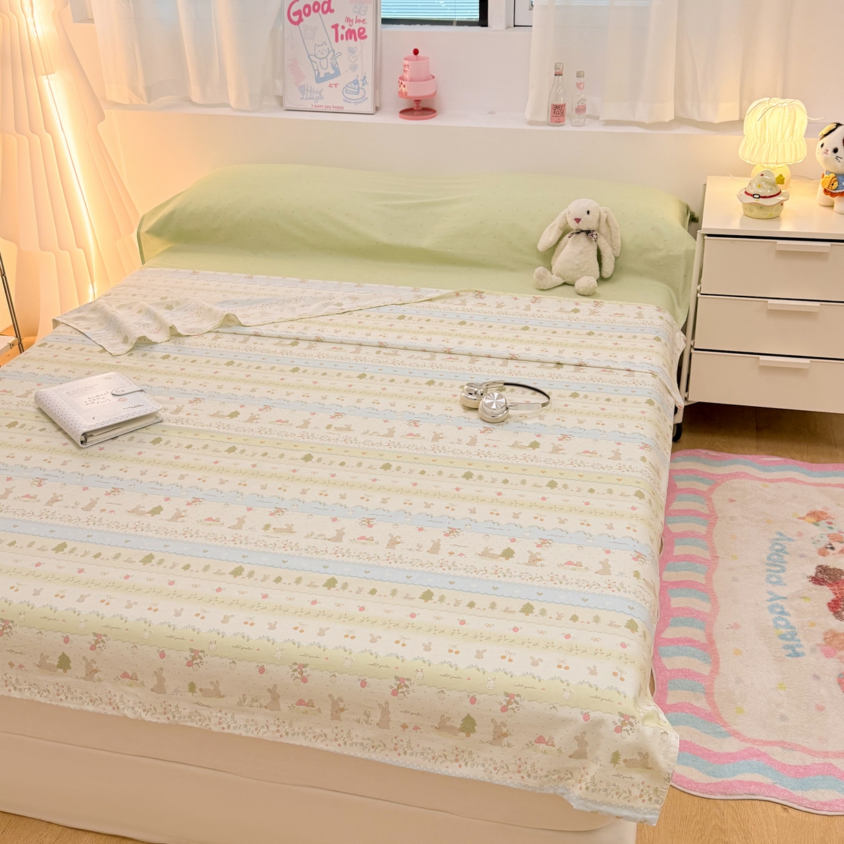 91家纺网 家纺一手货源 找家纺 简宜家居（朝初家纺） 2026新款40支纯棉全棉12868旅行睡袋 酒店隔脏便携 青柠蓝花