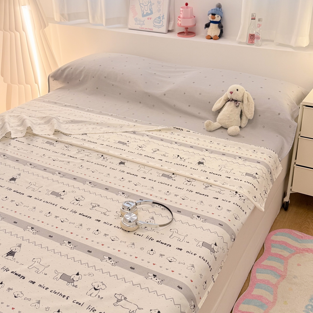 91家纺网 家纺一手货源 找家纺 简宜家居（朝初家纺） 2026新款40支纯棉全棉12868旅行睡袋 酒店隔脏便携 手绘汪星人