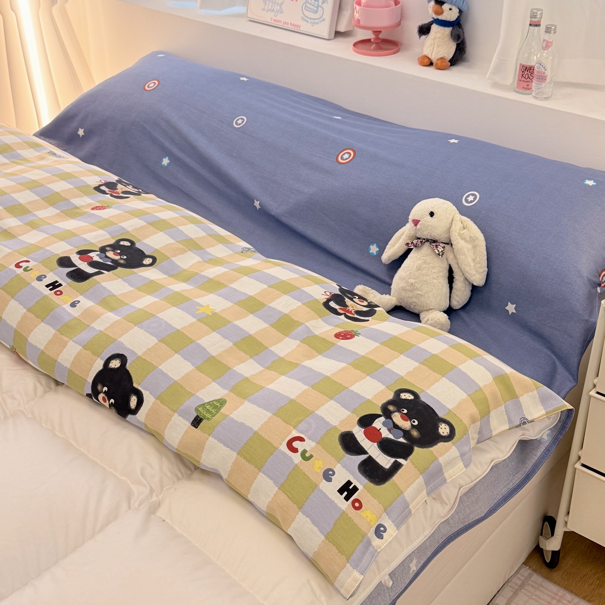 91家纺网 家纺一手货源 找家纺 简宜家居（朝初家纺） 2026新款40支纯棉全棉12868旅行睡袋 酒店隔脏便携 苹果熊格子