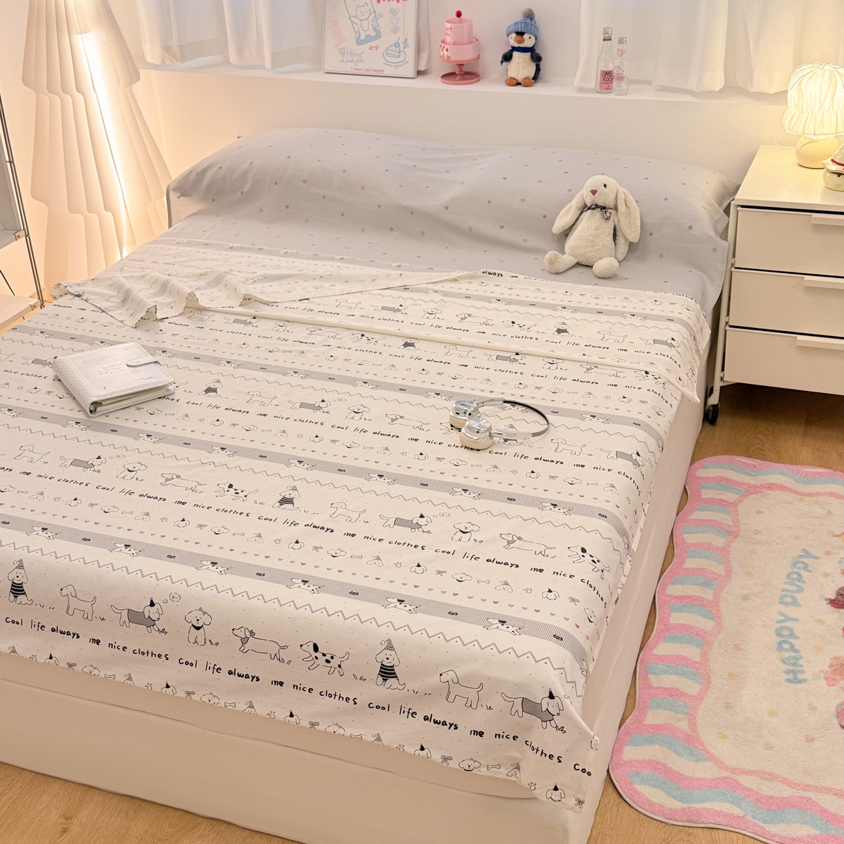 91家纺网 家纺一手货源 找家纺 简宜家居（朝初家纺） 2026新款40支纯棉全棉12868旅行睡袋 酒店隔脏便携 手绘汪星人