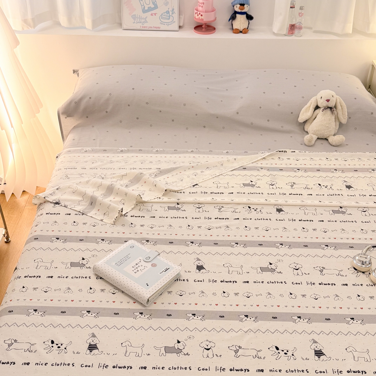 91家纺网 家纺一手货源 找家纺 简宜家居（朝初家纺） 2026新款40支纯棉全棉12868旅行睡袋 酒店隔脏便携 手绘汪星人