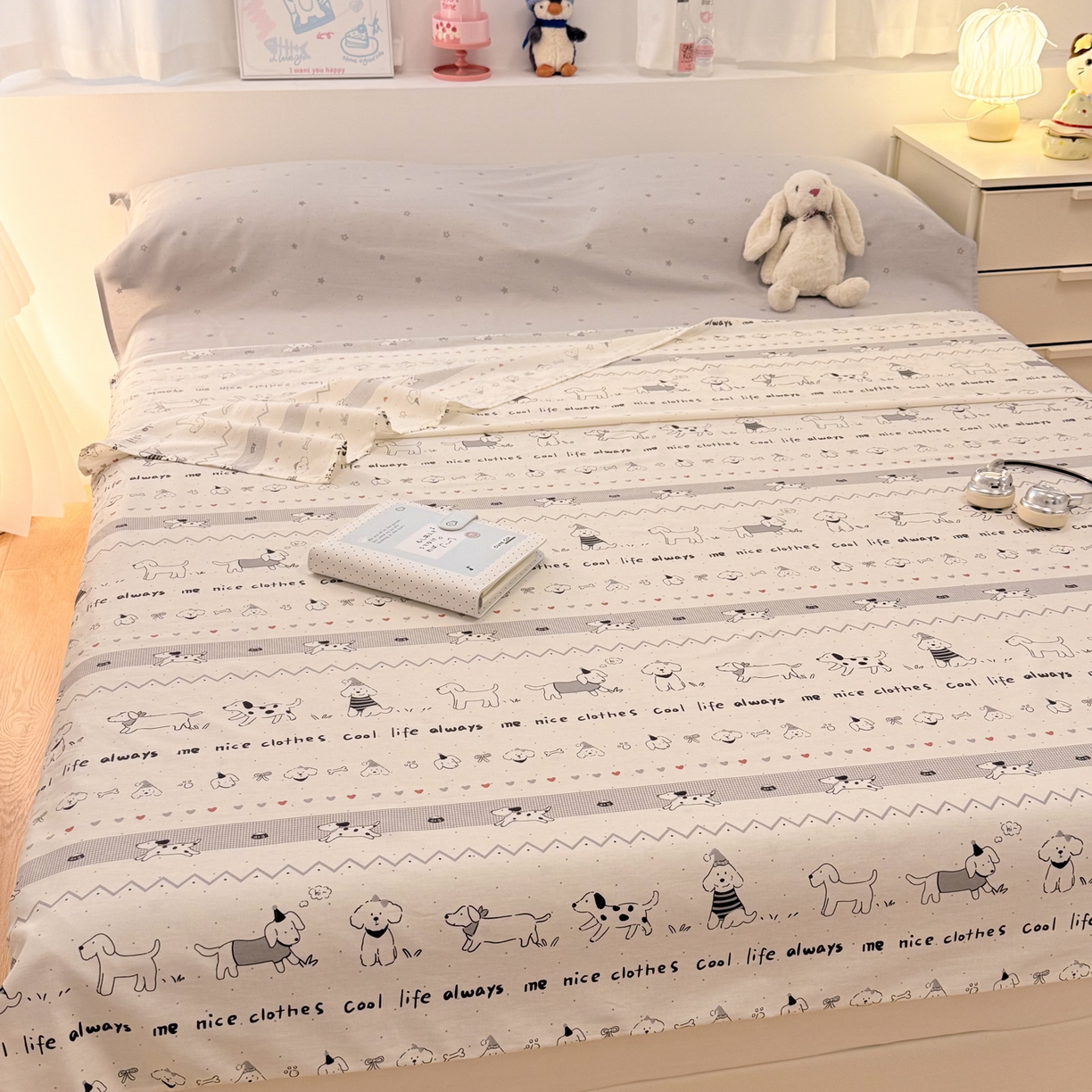 91家纺网 家纺一手货源 找家纺 简宜家居（朝初家纺） 2026新款40支纯棉全棉12868旅行睡袋 酒店隔脏便携 手绘汪星人