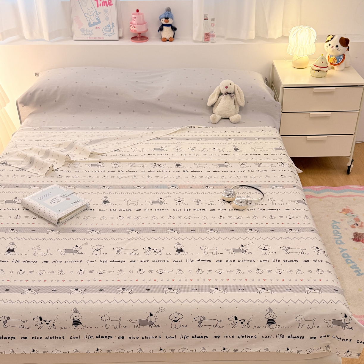 91家纺网 家纺一手货源 找家纺 简宜家居（朝初家纺） 2026新款40支纯棉全棉12868旅行睡袋 酒店隔脏便携 手绘汪星人