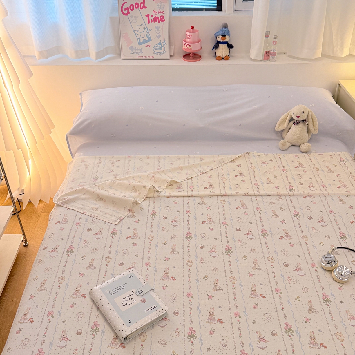 91家纺网 家纺一手货源 找家纺 简宜家居（朝初家纺） 2026新款40支纯棉全棉12868旅行睡袋 酒店隔脏便携 兔与花