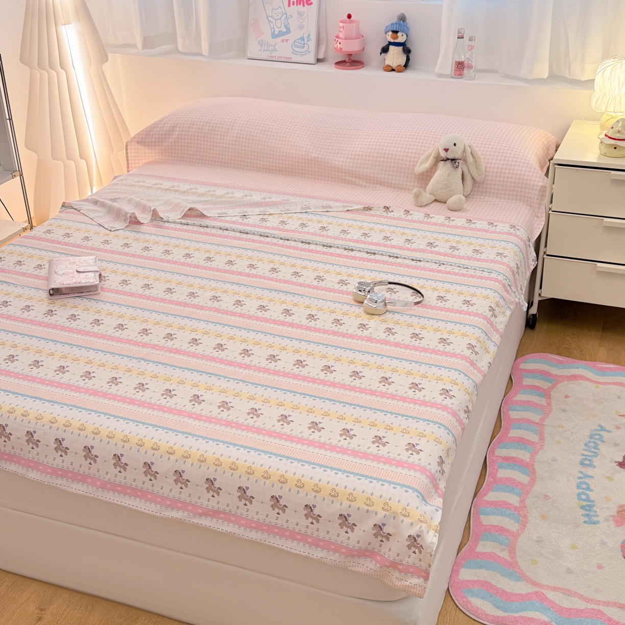 91家纺网 家纺一手货源 找家纺 简宜家居（朝初家纺） 2026新款40支纯棉全棉12868旅行睡袋 酒店隔脏便携 彩条马仔