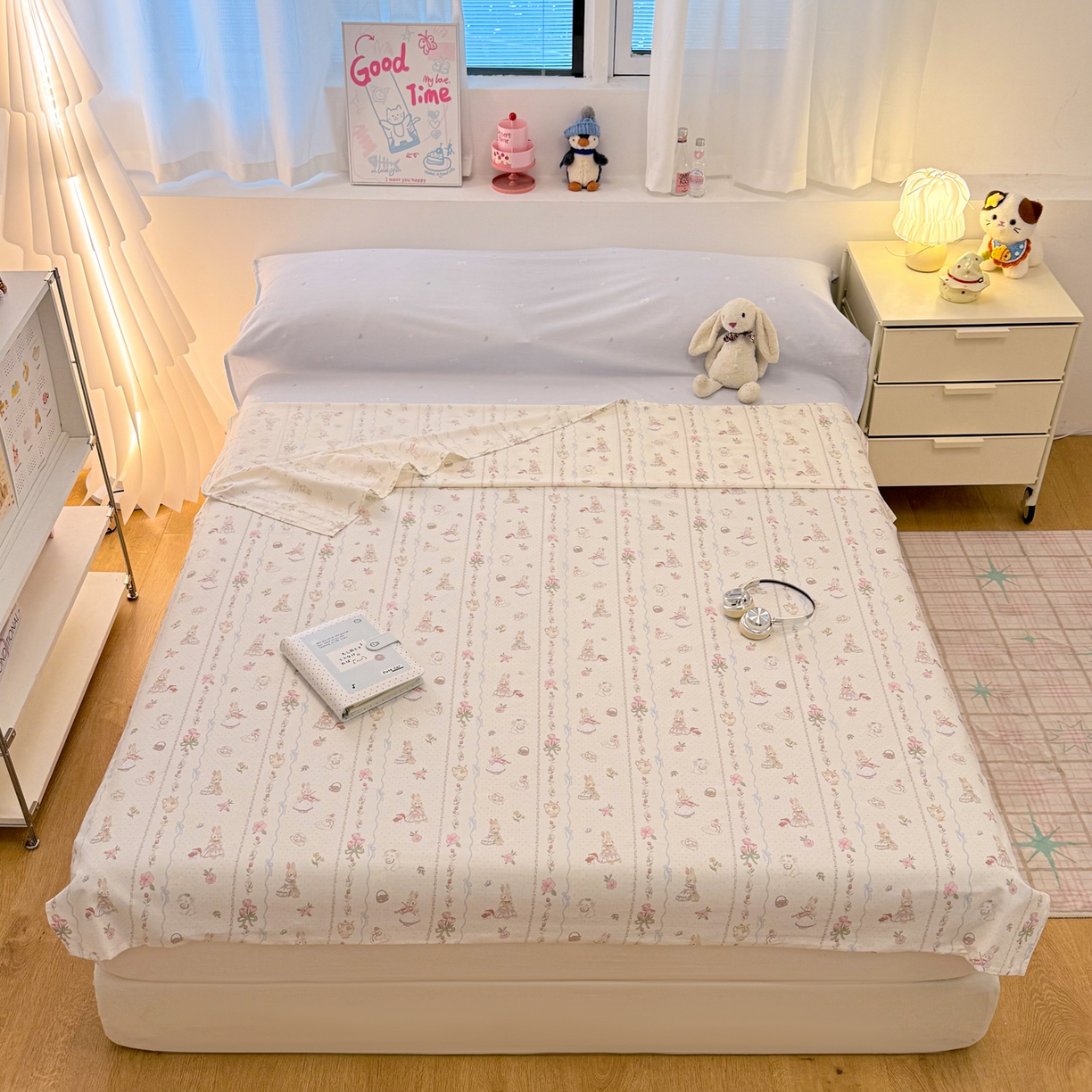 91家纺网 家纺一手货源 找家纺 简宜家居（朝初家纺） 2026新款40支纯棉全棉12868旅行睡袋 酒店隔脏便携 兔与花