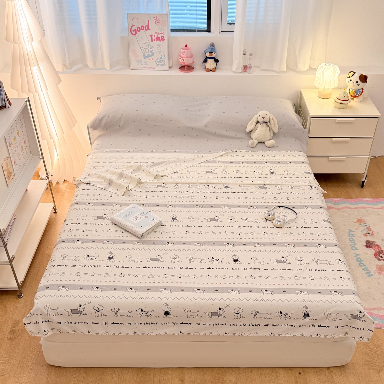 91家纺网 家纺一手货源 找家纺 简宜家居（朝初家纺） 2026新款40支纯棉全棉12868旅行睡袋 酒店隔脏便携 手绘汪星人