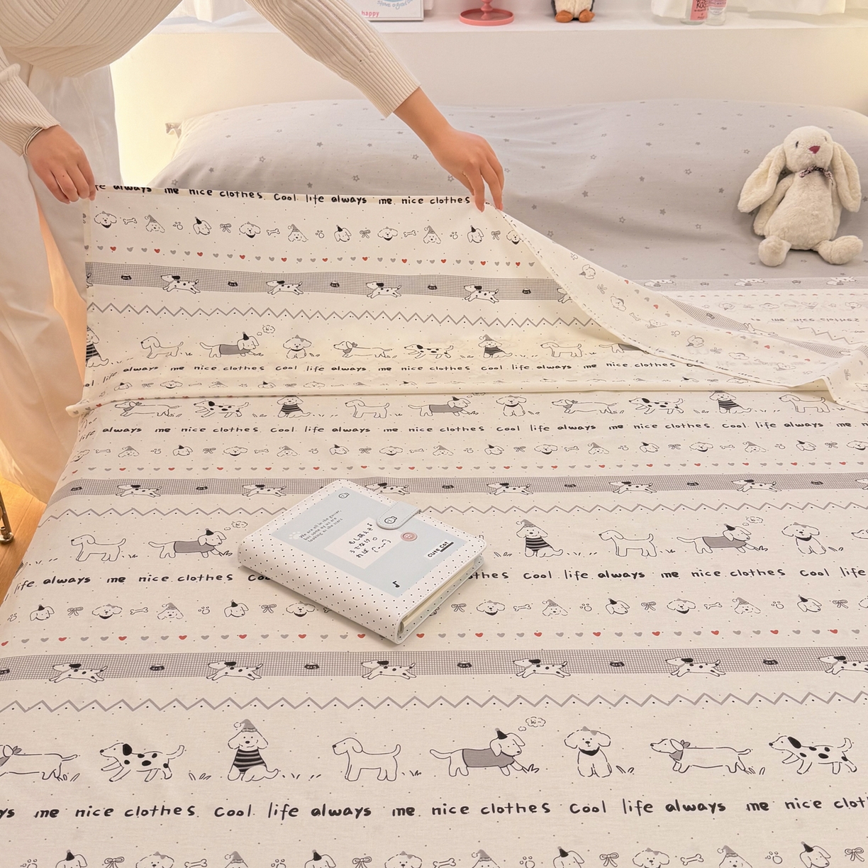 91家纺网 家纺一手货源 找家纺 简宜家居（朝初家纺） 2026新款40支纯棉全棉12868旅行睡袋 酒店隔脏便携 手绘汪星人