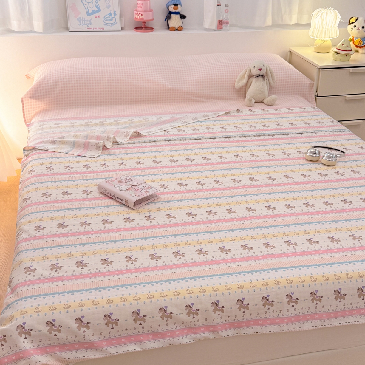 91家纺网 家纺一手货源 找家纺 简宜家居（朝初家纺） 2026新款40支纯棉全棉12868旅行睡袋 酒店隔脏便携 彩条马仔