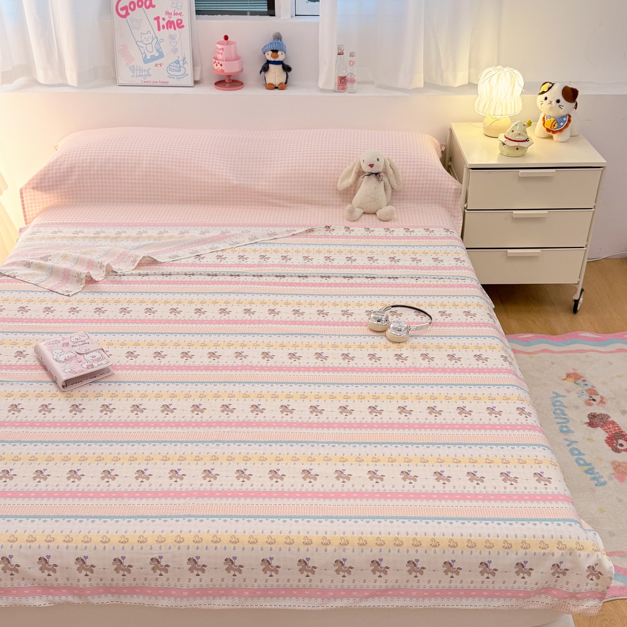 91家纺网 家纺一手货源 找家纺 简宜家居（朝初家纺） 2026新款40支纯棉全棉12868旅行睡袋 酒店隔脏便携 彩条马仔