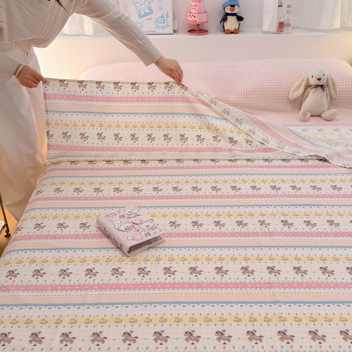 91家纺网 家纺一手货源 找家纺 简宜家居（朝初家纺） 2026新款40支纯棉全棉12868旅行睡袋 酒店隔脏便携 彩条马仔