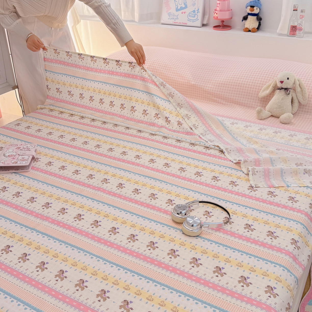 91家纺网 家纺一手货源 找家纺 简宜家居（朝初家纺） 2026新款40支纯棉全棉12868旅行睡袋 酒店隔脏便携 彩条马仔