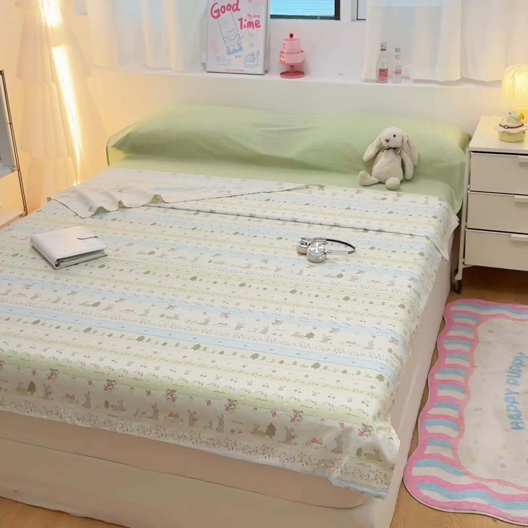 91家纺网 家纺一手货源 找家纺 简宜家居（朝初家纺） 2026新款40支纯棉全棉12868旅行睡袋 酒店隔脏便携 青柠蓝花