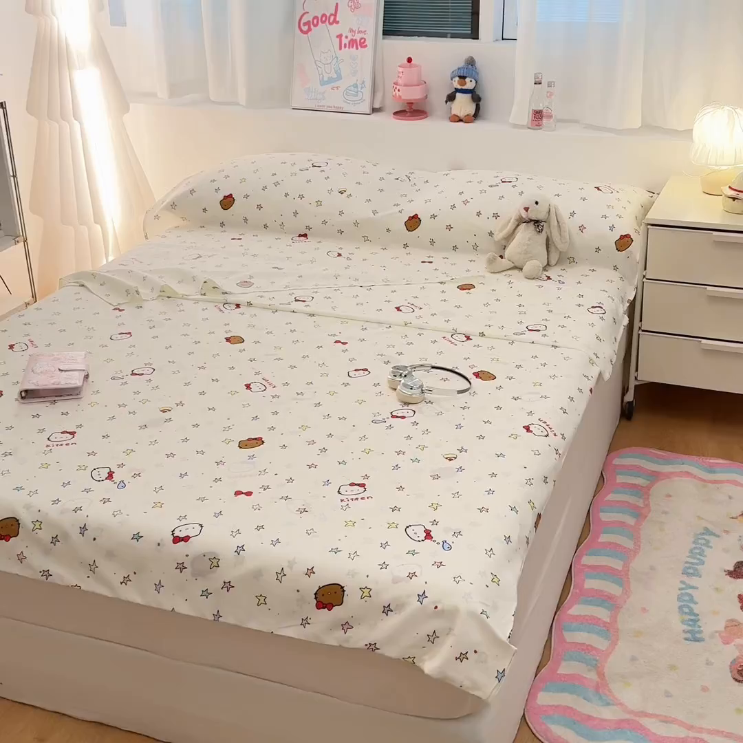 91家纺网 家纺一手货源 找家纺 简宜家居（朝初家纺） 2026新款40支纯棉全棉12868旅行睡袋 酒店隔脏便携 星星熊语