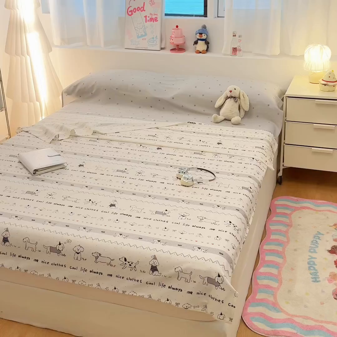 91家纺网 家纺一手货源 找家纺 简宜家居（朝初家纺） 2026新款40支纯棉全棉12868旅行睡袋 酒店隔脏便携 手绘汪星人