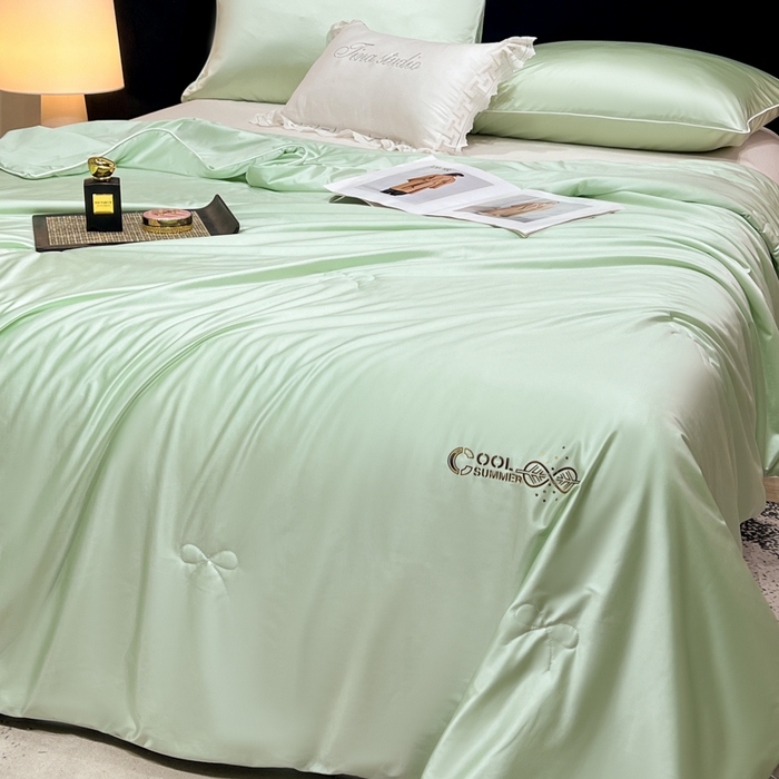 91家纺网 家纺一手货源 找家纺 欧雅阁 2026新款A类冰丝绸夏被冰肌夏被空调被锦氨纶夏凉被 薄被子 冰丝绸-茉绿