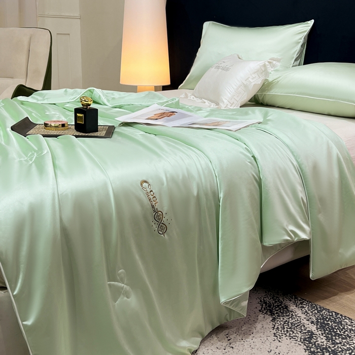 91家纺网 家纺一手货源 找家纺 欧雅阁 2026新款A类冰丝绸夏被冰肌夏被空调被锦氨纶夏凉被 薄被子 冰丝绸-茉绿