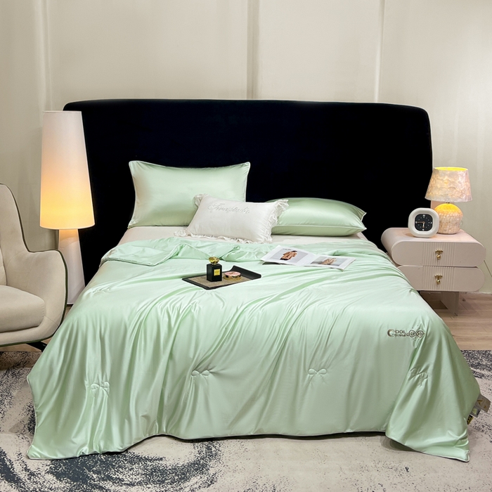 91家纺网 家纺一手货源 找家纺 欧雅阁 2026新款A类冰丝绸夏被冰肌夏被空调被锦氨纶夏凉被 薄被子 冰丝绸-茉绿