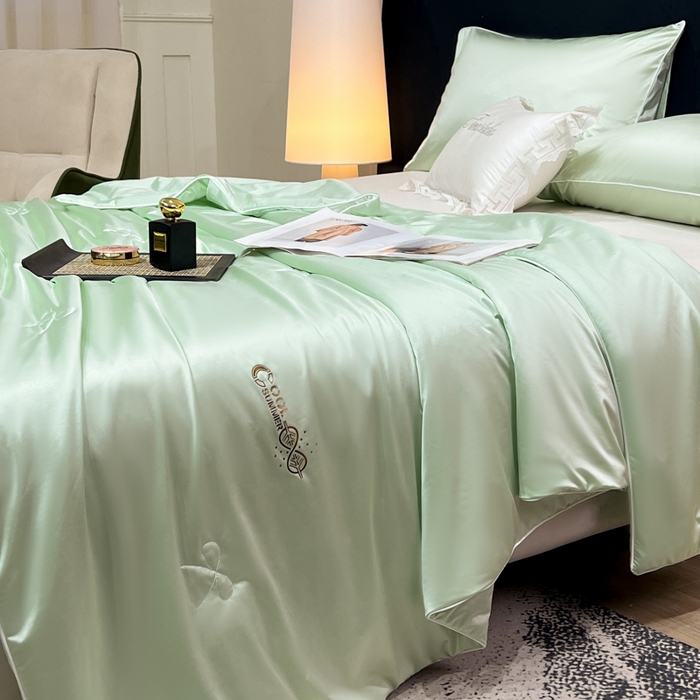 91家纺网 家纺一手货源 找家纺 欧雅阁 2026新款A类冰丝绸夏被冰肌夏被空调被锦氨纶夏凉被 薄被子 冰丝绸-茉绿