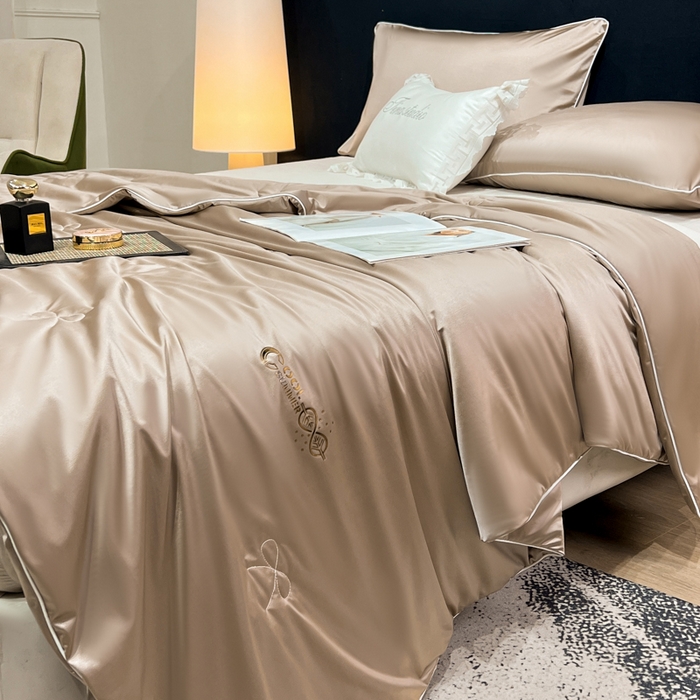 91家纺网 家纺一手货源 找家纺 欧雅阁 2026新款A类冰丝绸夏被冰肌夏被空调被锦氨纶夏凉被 薄被子 冰丝绸-香槟