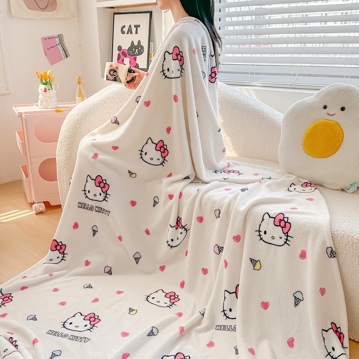 91家纺网 家纺一手货源 找家纺 （总）博雅 2026新款三丽鸥小版牛奶绒盖毯午睡毯