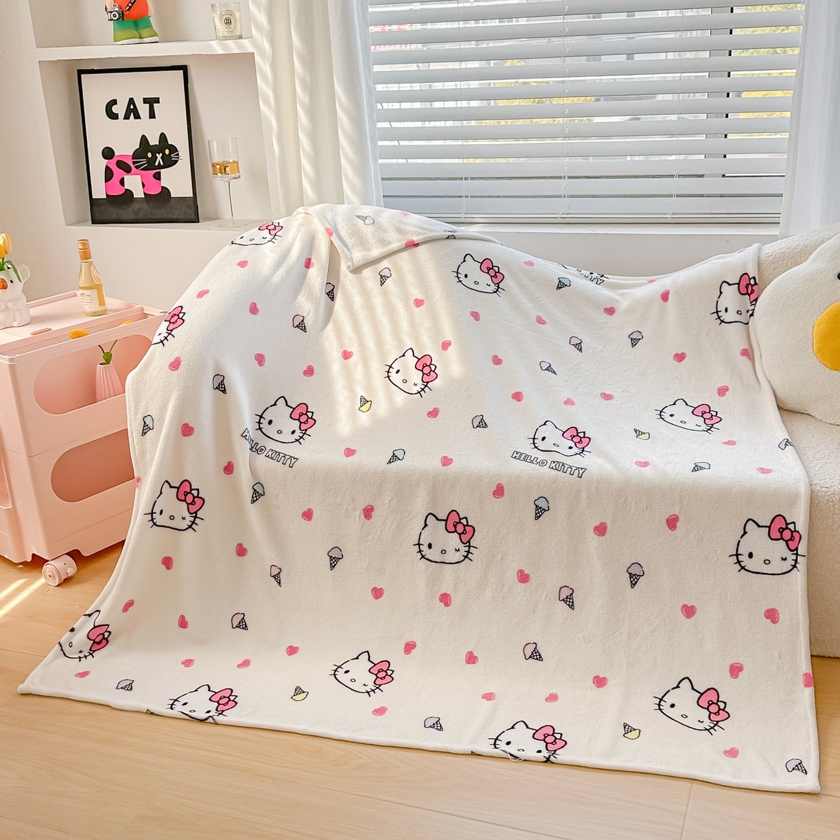 91家纺网 家纺一手货源 找家纺 （总）博雅 2026新款三丽鸥小版牛奶绒盖毯午睡毯