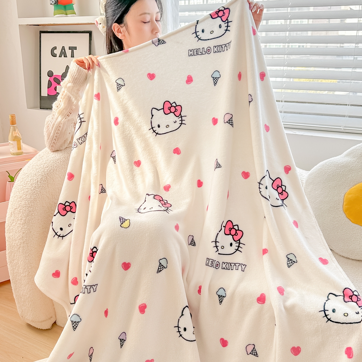 91家纺网 家纺一手货源 找家纺 （总）博雅 2026新款三丽鸥小版牛奶绒盖毯午睡毯