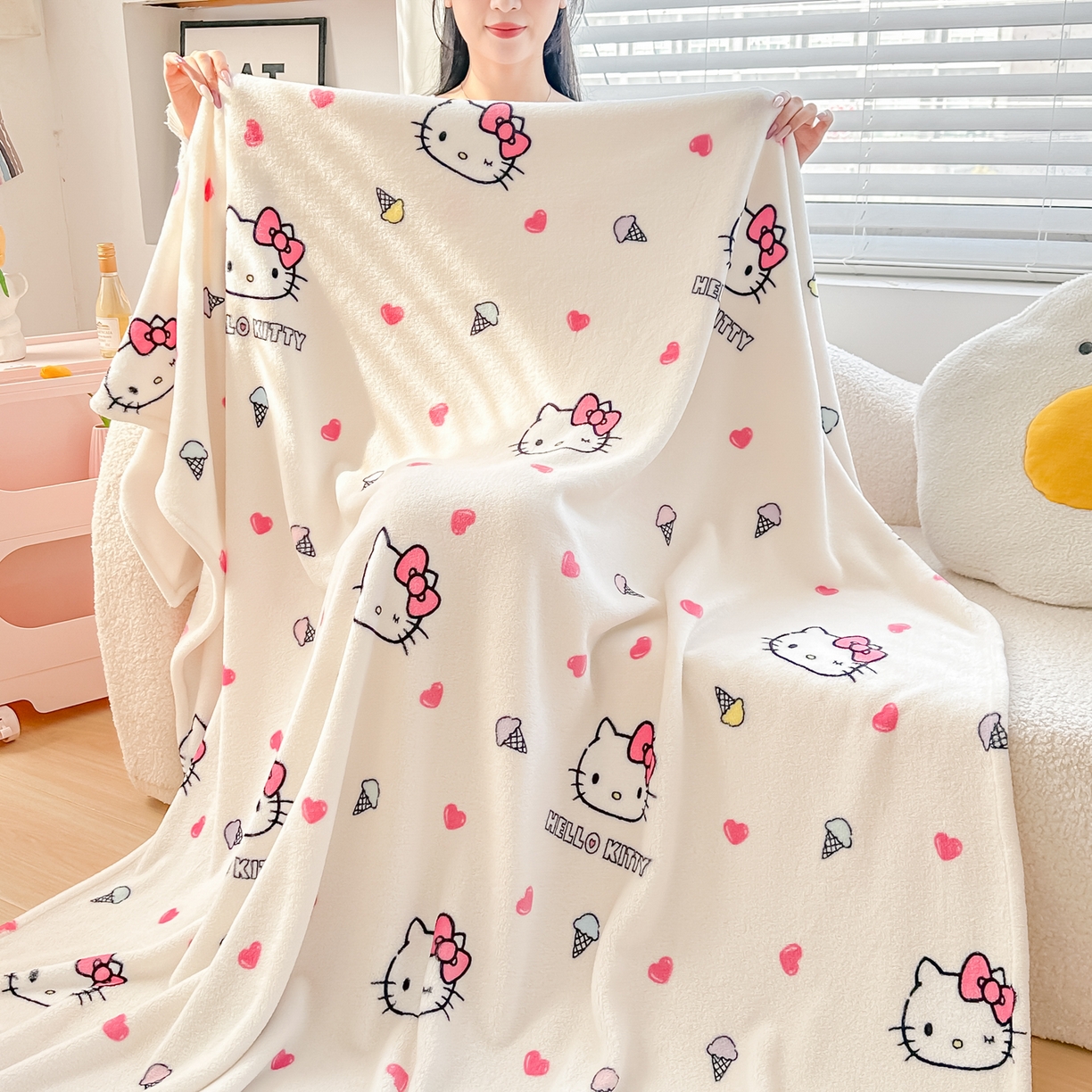 91家纺网 家纺一手货源 找家纺 （总）博雅 2026新款三丽鸥小版牛奶绒盖毯午睡毯