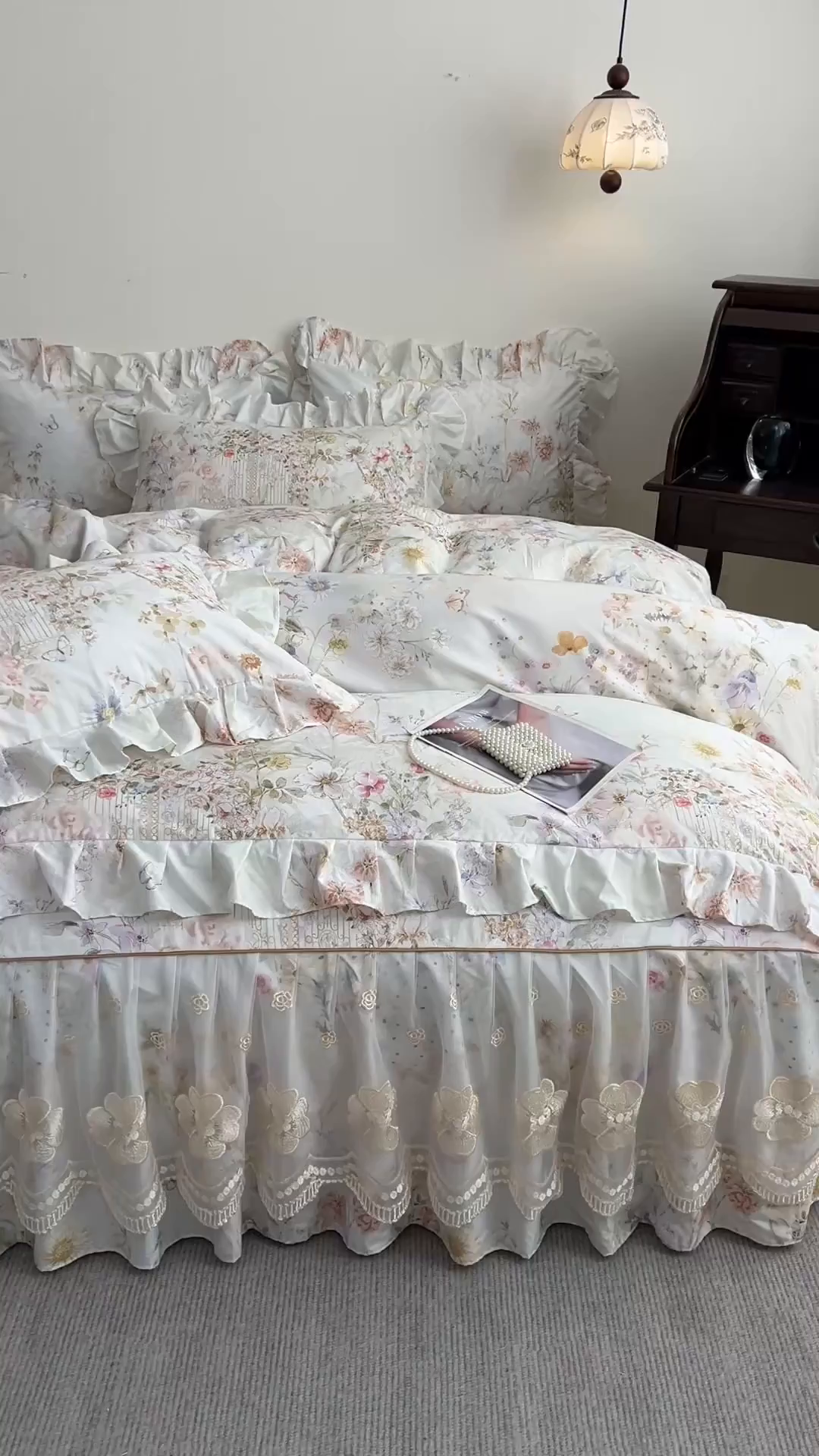 91家纺网 家纺一手货源 找家纺 （总）宜凡家纺 2026新款全棉数码印花单层床裙②号系列四件套