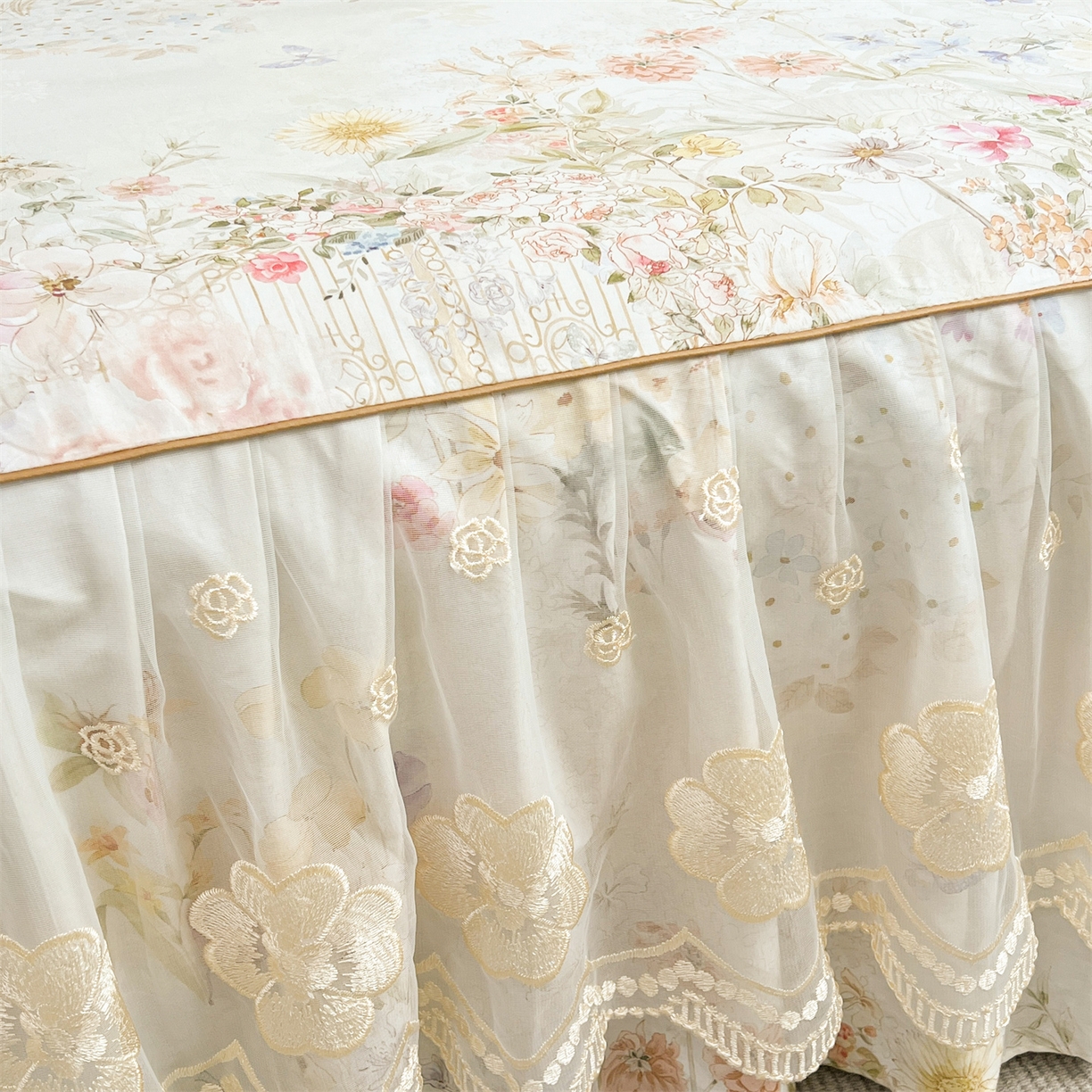 91家纺网 家纺一手货源 找家纺 （总）宜凡家纺 2026新款全棉数码印花单层床裙②号系列四件套